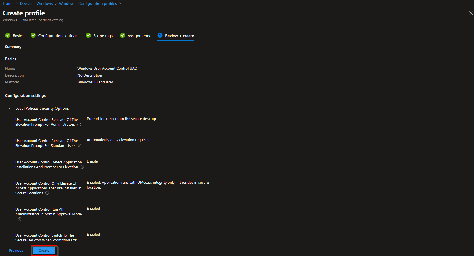 Assigning the configuration profile to groups